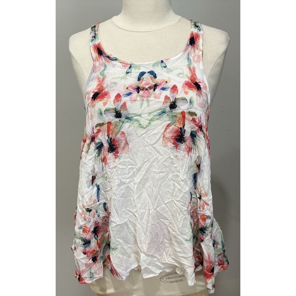 Free People Intimately Small Floral Open Back Swing Tank Top Rayon Boho